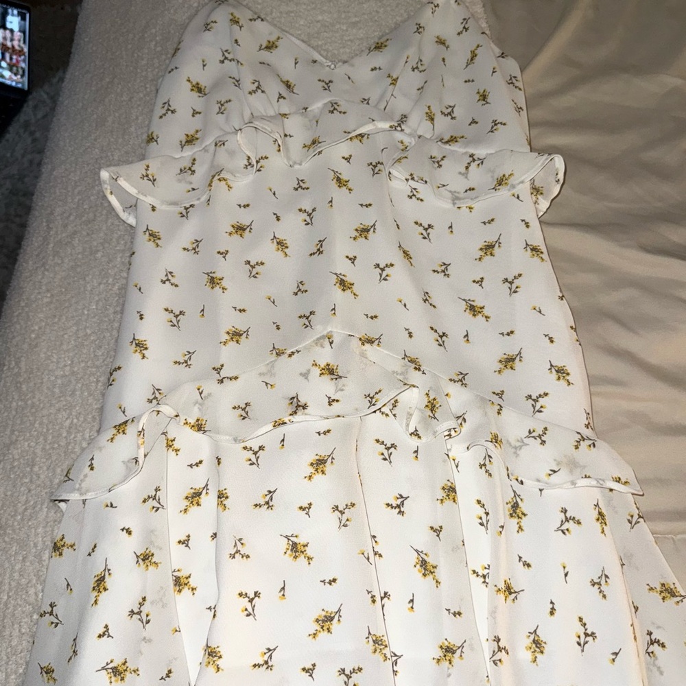 Floral White and Yellow Dress